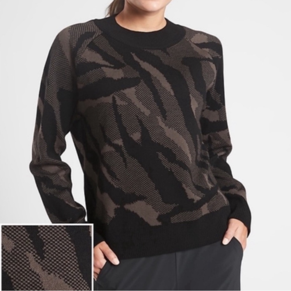 Athleta wool textured jacquard crew sweater